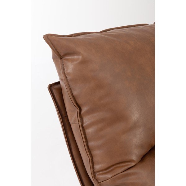 Poltrona marrone cognac con spazio contenitivo con rivestimento in finta pelle Alanez – Bizzotto-image-1