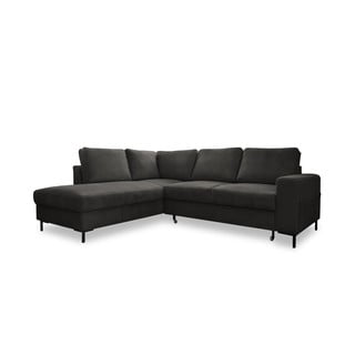 Divano letto in velluto a coste grigio scuro (angolo sinistro) Lofty Lilly - Miuform