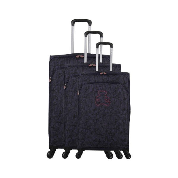 Set di 3 bagagli neri su 4 ruote Lulucastagnette Casandra - LULUCASTAGNETTE