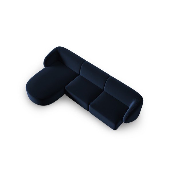 Divano angolare blu (con penisola a sinistra/con chaise lounge) con rivestimento in velluto Paolo – Milo Casa-image-2