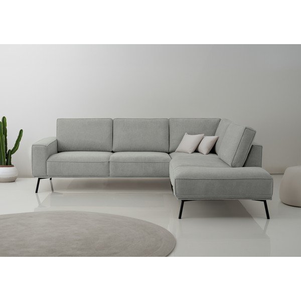 Divano angolare grigio chiaro (con penisola a destra/a L) con rivestimento in ciniglia Amsterdam – Scandic-image-1