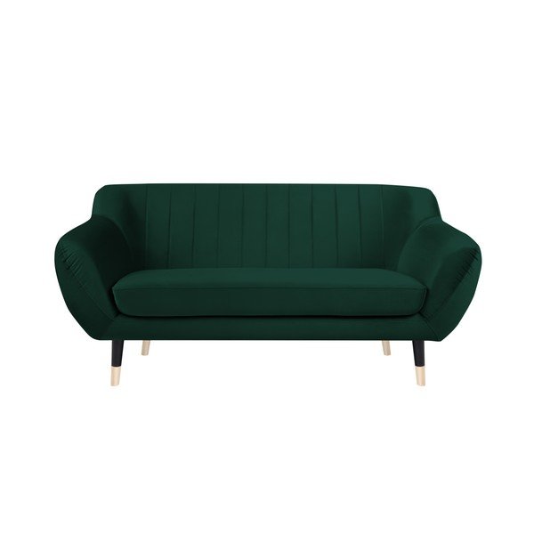 Divano verde con gambe nere Benito, 158 cm - Mazzini Sofas