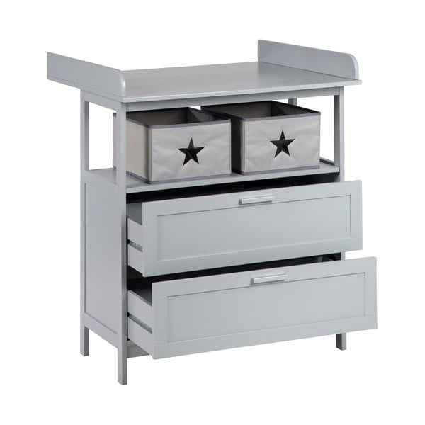 Cassettiera per bambini grigia con fasciatoio 87x100x75 cm Hamburg – Roba-image-2