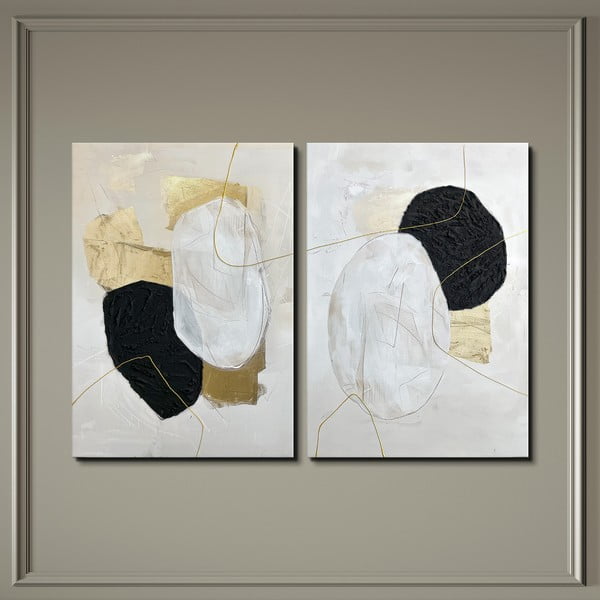 Set di quadri con elementi dipinti a mano 2 pz 50x70 cm Crystal – Styler-image-3