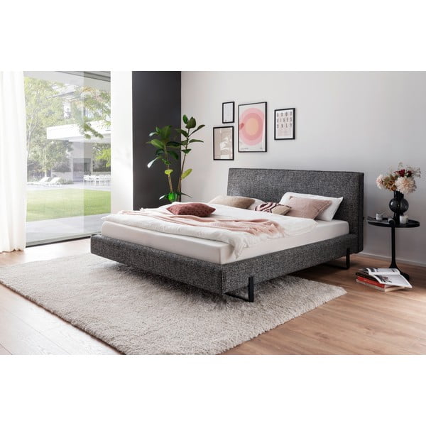 Letto matrimoniale imbottito grigio rete non inclusa 180x200 cm La Gomera – Meise Möbel-image-1
