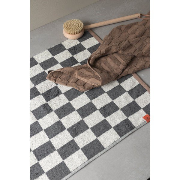 Tappetino per il bagno color antracite/beige in cotone organico per la doccia 50x80 cm Retro – Mette Ditmer Denmark-image-1