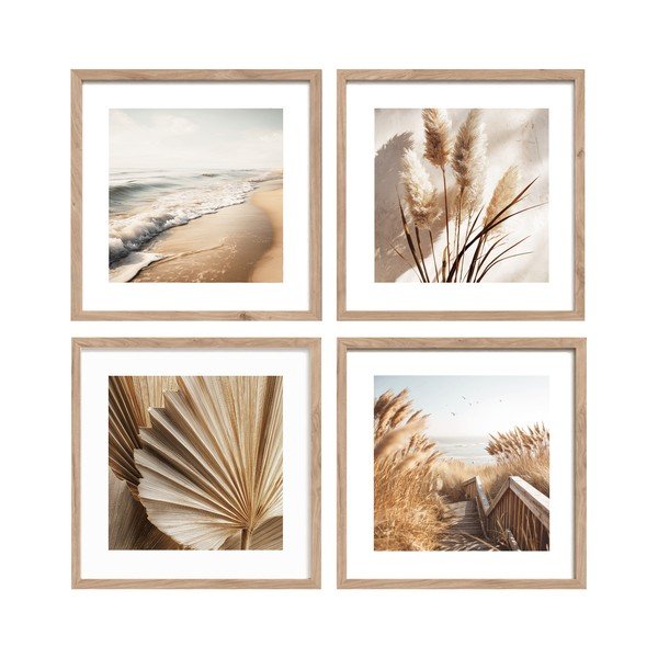 Set di dipinti stampati con cornice inclusa 4 pz 30x30 cm Boho Dreams – Styler