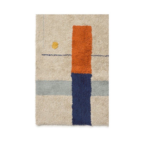 Tappeto beige in cotone lavabile/tessuto a mano 120x160 cm Geometrical Shapes – Lorena Canals-image-4
