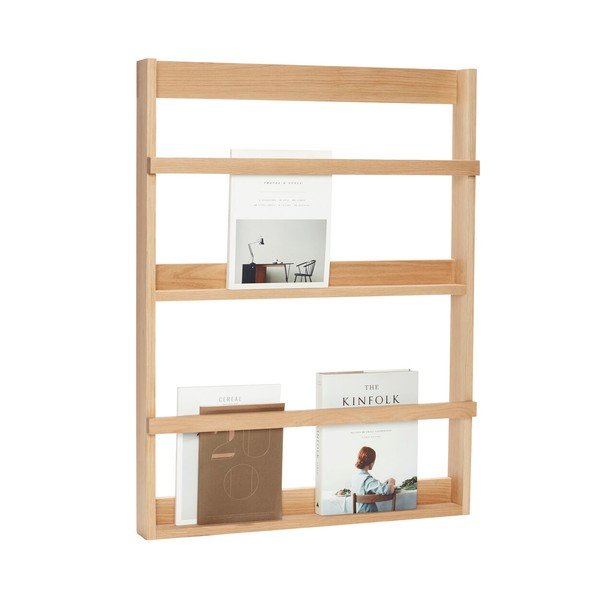 Mensola di colore naturale in rovere massiccio con ripiani multipli/con ripiano per foto 74 cm Display – Hübsch-image-2