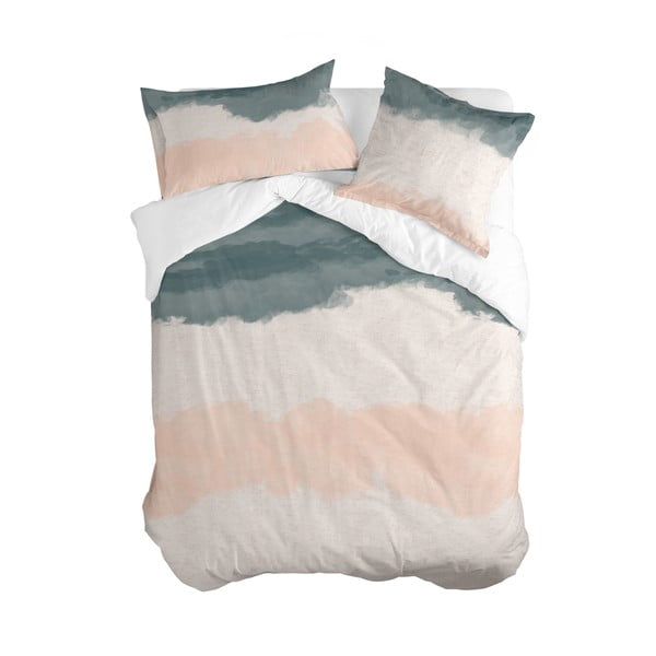 Copripiumino in cotone rosa e grigio per letto matrimoniale 200x200 cm Seaside - Blanc