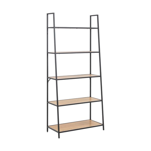 Scaffale nero-color legno naturale effetto rovere 77x175 cm Seaford - Actona-image-2