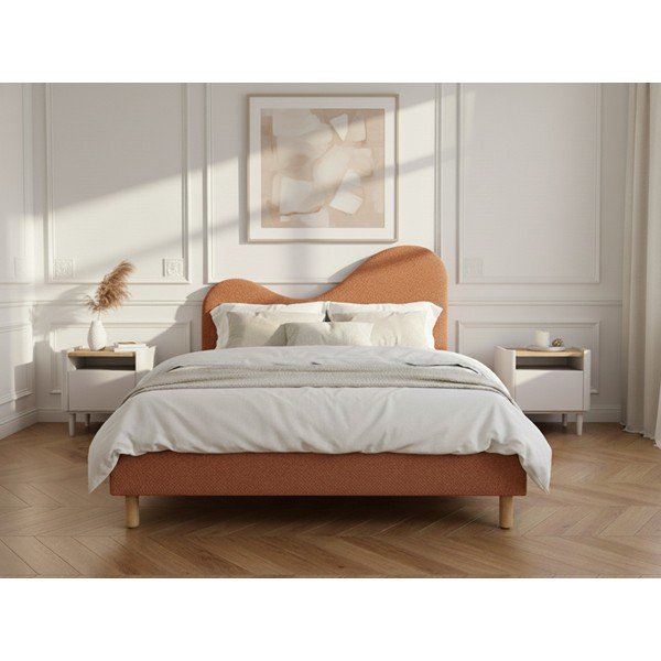 Letto matrimoniale imbottito color terracotta imbottito con rete inclusa 160x200 cm Celina – Bobochic Paris-image-2