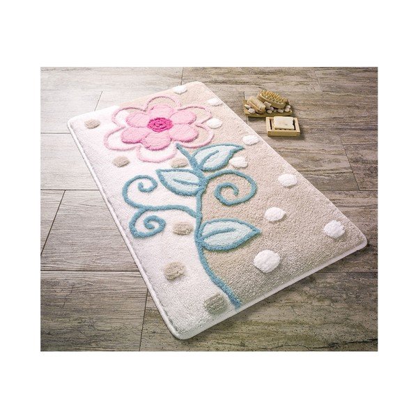 Béžovobílá předložka do koupelny Confetti Bathmats Parsa, 60 x 100 cm