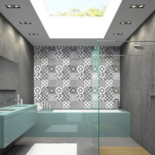 Set di 9 adesivi murali Wall Decal Tiles Azulejos Shades of Gray Sotchi, 15 x 15 cm - Ambiance-image-2