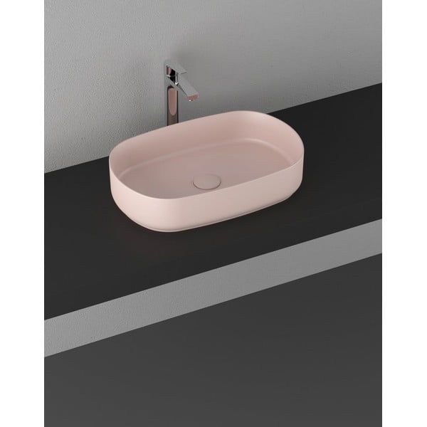 Lavabo rosa in ceramica 55x36 cm Infinity Oval – Sapho-image-1