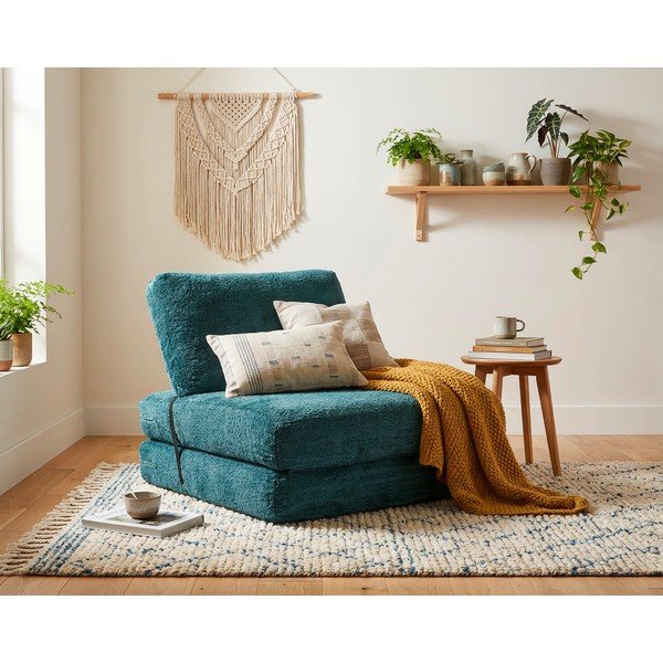 Poltrona color foglia di tè allungabile con rivestimento in bouclé Faster – Mauro Ferretti-image-1