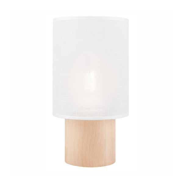 Lampada da tavolo bianca e marrone chiaro con paralume in tessuto, altezza 30 cm Ari - LAMKUR