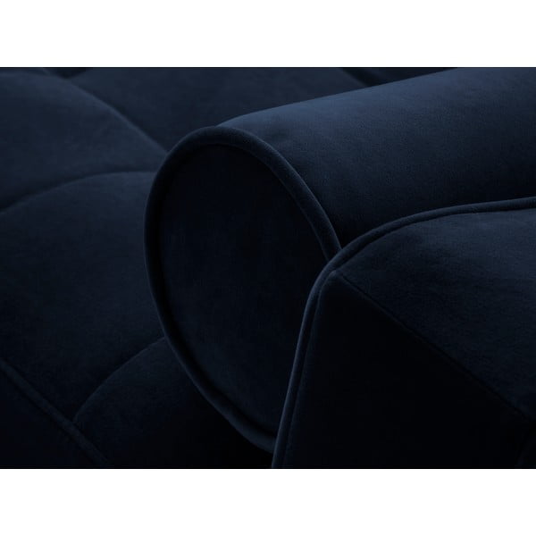 Divano letto angolare in velluto blu, angolo destro Santo - Milo Casa-image-1