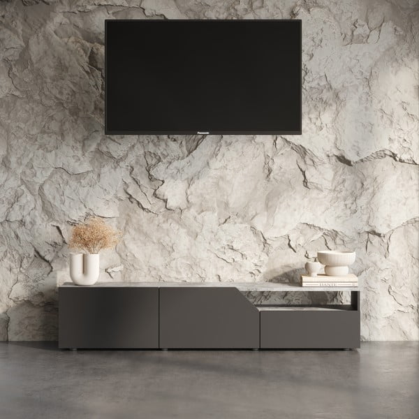 Tavolo TV nero in cemento 180x38 cm Verone - TemaHome-image-1