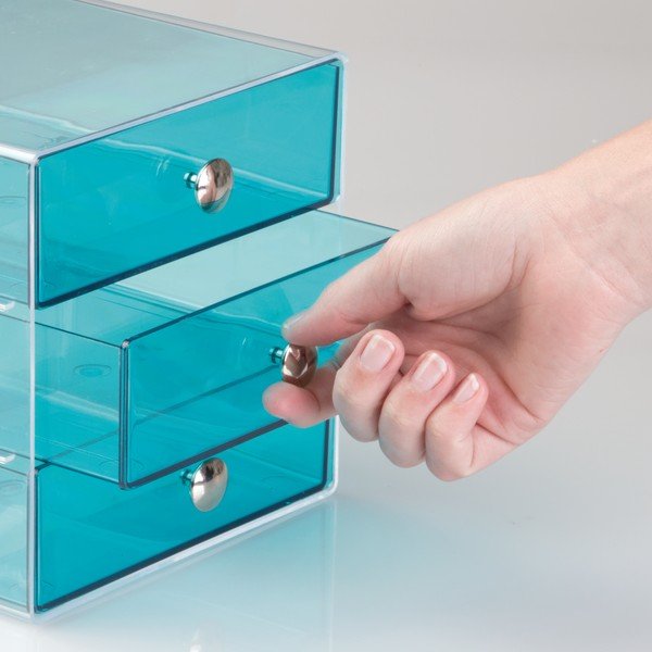 Organizer blu a 3 livelli con cassetti , 16,5 x 16,5 cm - iDesign-image-3
