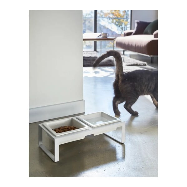 Set di ciotole e contenitore per cibo per animali domestici bianco Tower - YAMAZAKI-image-2