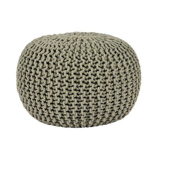 Pouf in maglia verde oliva Lavorato a maglia, Ø 50 cm - LABEL51