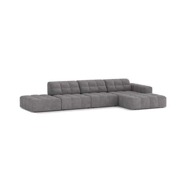 Divano angolare grigio (con penisola a destra/con chaise lounge) con rivestimento in ciniglia Chicago – Cosmopolitan Design-image-1