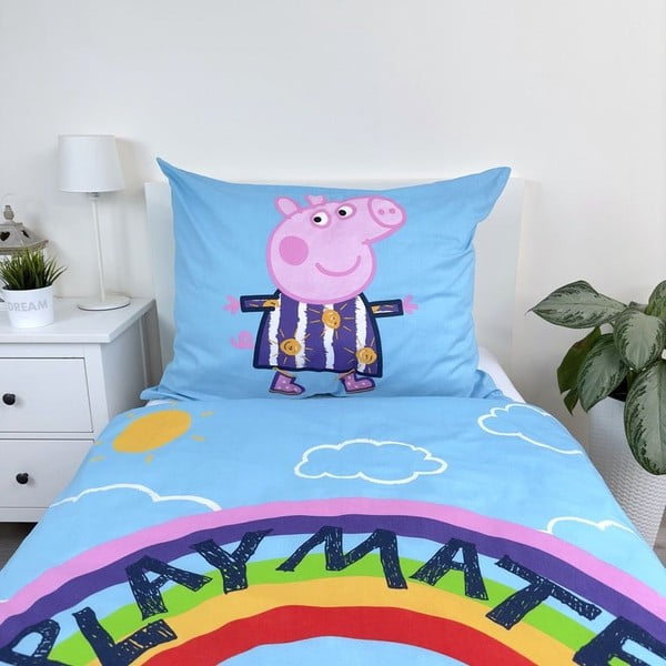 Biancheria da letto per bambini con effetto fosforescente in cotone per letto singolo 140x200 cm Peppa Pig – Jerry Fabrics-image-4