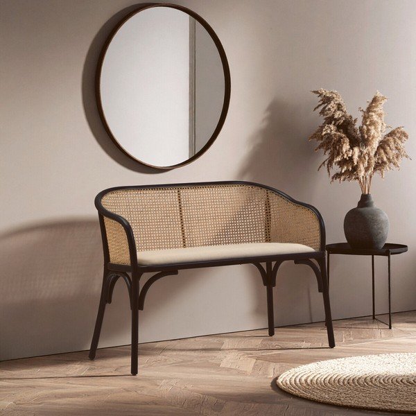 Panchina nera/di colore naturale in imbottito Cebu – Premier Housewares-image-4