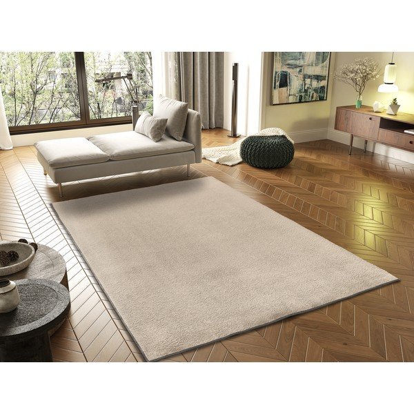 Tappeto in microfibra beige 120x170 cm Coraline Liso - Universal-image-1