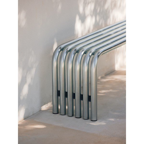 Panca da giardino argentata in metallo Nokk – noo.ma-image-3