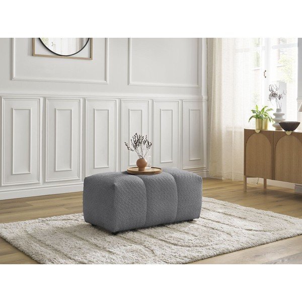 Poggiapiedi grigio con rivestimento in bouclé Roxelane – Bobochic Paris-image-4