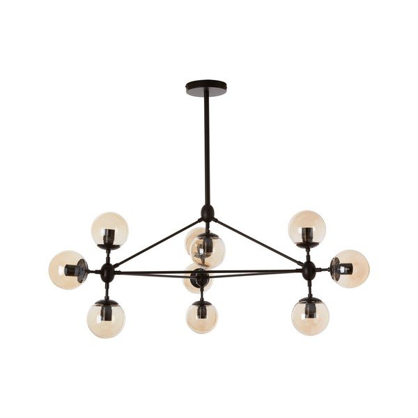 Lampadario nero in metallo con paralume in vetro Abira – Premier Housewares-image-2