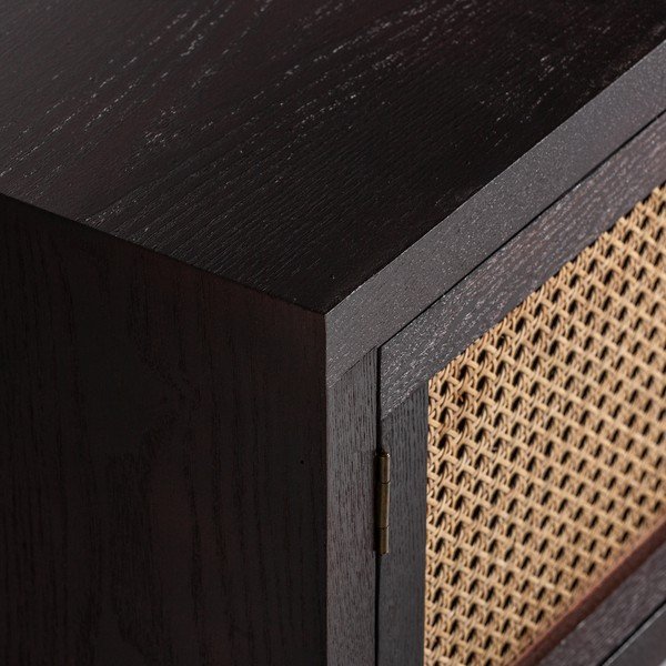 Tavolo TV in legno di abete di colore nero-naturale 150x50 cm Kenia - Burkina-image-4