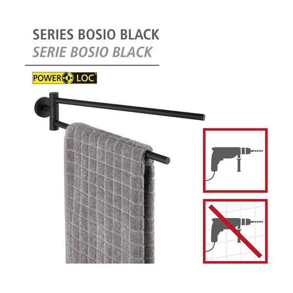Portasciugamani autoportante in acciaio inox nero opaco Bosio - Wenko-image-2