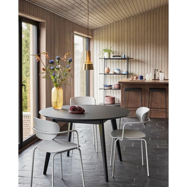 Sedia da pranzo grigio chiaro in metallo con braccioli/impilabile Arch – Hübsch-image-1