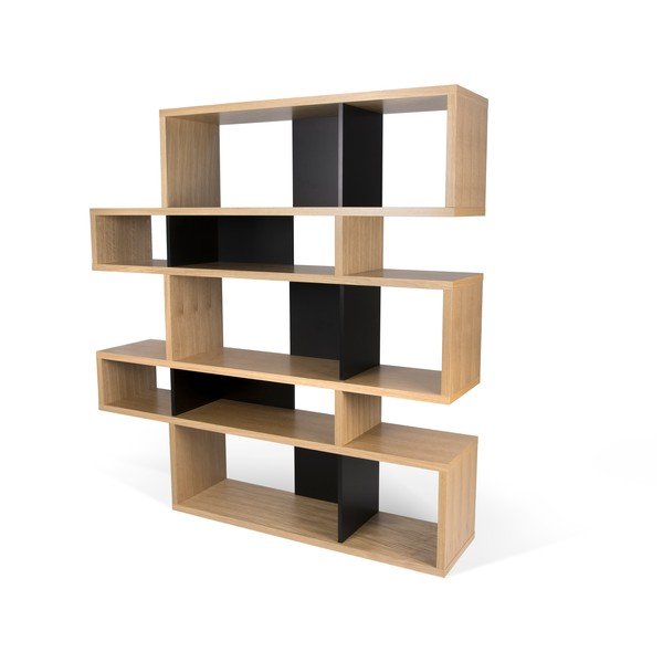 Libreria marrone con dettagli neri opachi Londra, 34 x 160 cm - TemaHome-image-4