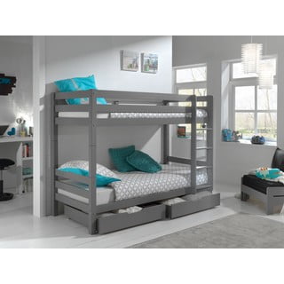Letto a castello grigio in legno di pino con spazio di archiviazione PINO - Vipack