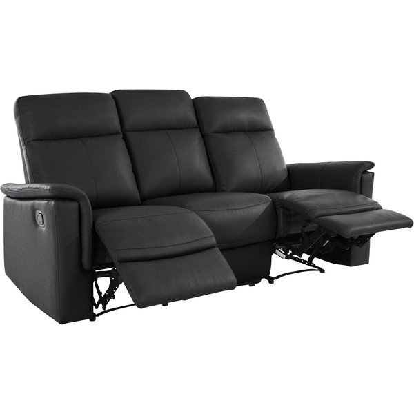Divano in pelle nera 197 cm Southbrook - Støraa-image-1