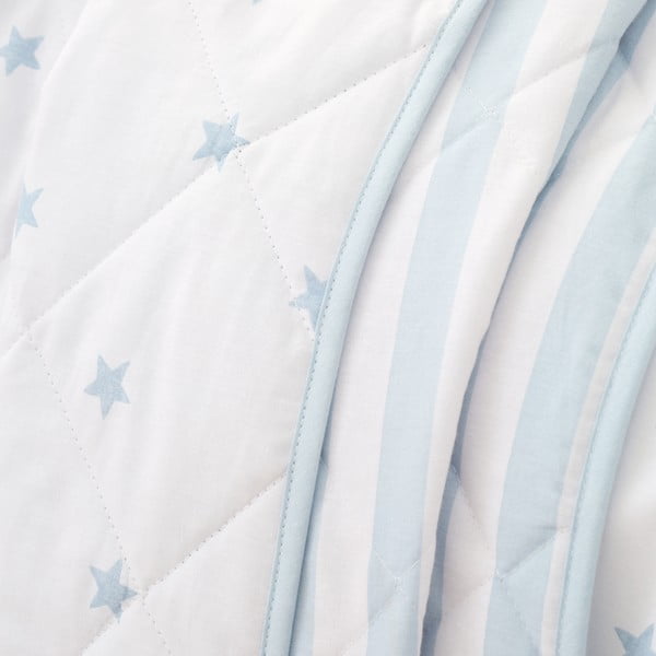 Copriletto per bambini bianco e blu in cotone con rivestimento trapuntato 135x190 cm Mini Star & Stripes – Bianca-image-3