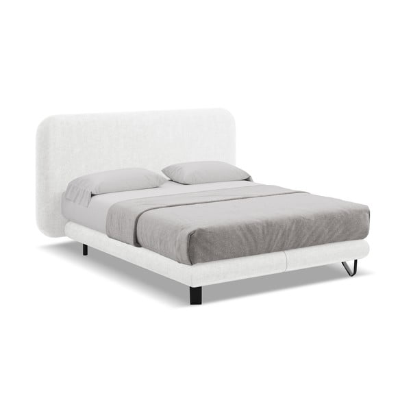 Letto boxspring bianco 160x200 cm Ilima - Makamii-image-1