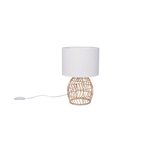 Lampada da tavolo in colore bianco e naturale (altezza 38 cm) Rike - Trio