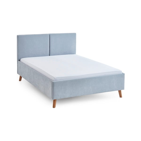 Letto matrimoniale imbottito azzurro con rete inclusa 140x200 cm Piano – Meise Möbel