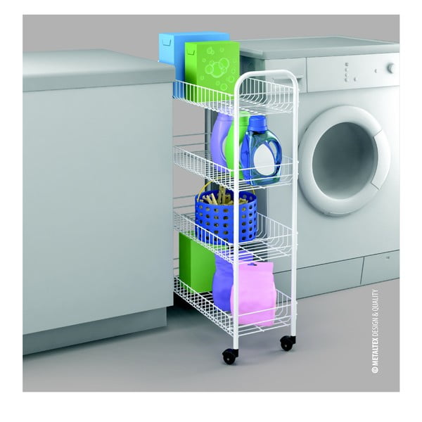 Scaffale mobile in metallo bianco 23x84 cm - Metaltex-image-4