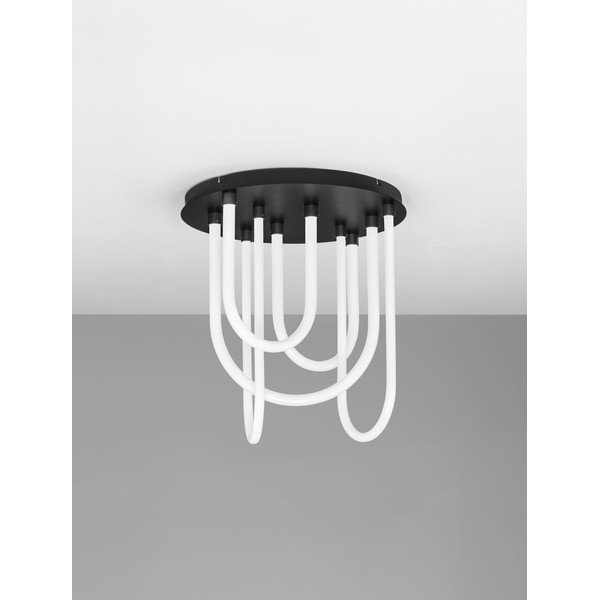 Plafoniera LED bianca/nera opaca in acciaio con paralume in vetro acrilico con intensità regolabile Topaz – Nova Luce-image-3