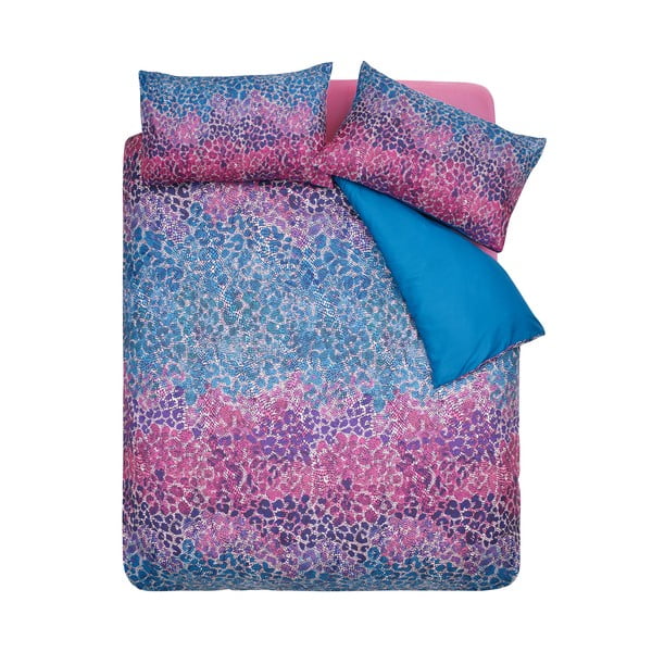 Biancheria da letto blu/rosa in microsatinato per letto matrimoniale 200x200 cm Animal Print – Catherine Lansfield