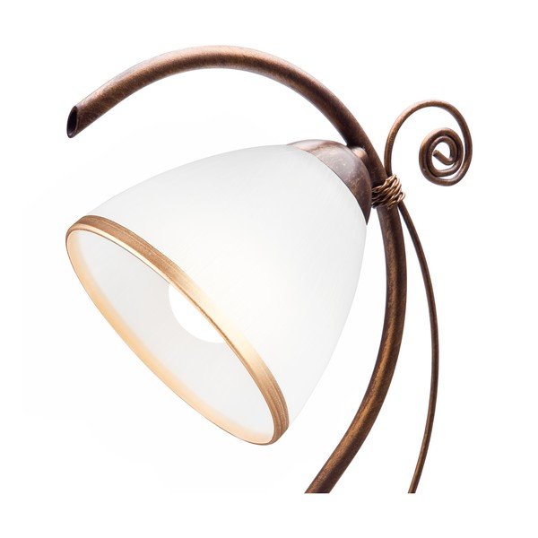 Lampada da tavolo bianca/marrone con paralume in vetro (altezza totale 39 cm) Retro Ii – LAMKUR-image-2