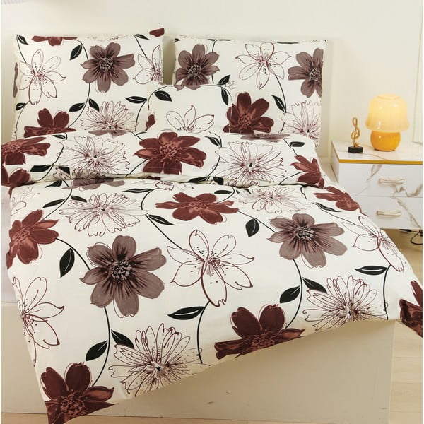 Biancheria da letto singola in microsatin marrone/crema 140x200 cm in set da 6 Scarlet - My House-image-3