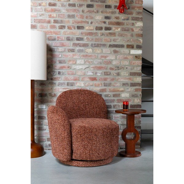 Poltrona rossa girevole con rivestimento in ciniglia Rose – Dutchbone-image-1