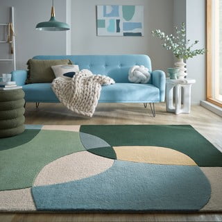 Tappeto verde in lana tessuto a mano 120x170 cm Glow Green & Blue – Flair Rugs